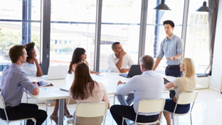 close up of a male and female executive in the classroom